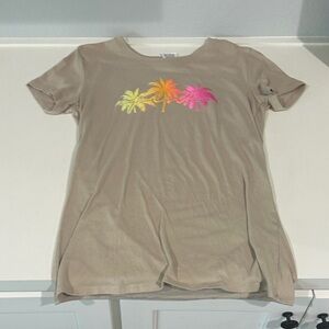 Beige T-Shirt with Colorful Palm Trees